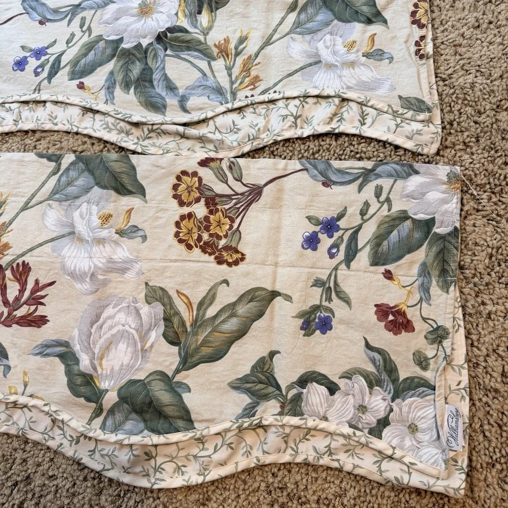 WAVERLY WILLIAMSBURG GARDEN IMAGES PARCHMENT MAGNOLIA FLORAL (2) VALANCE 16 X 73